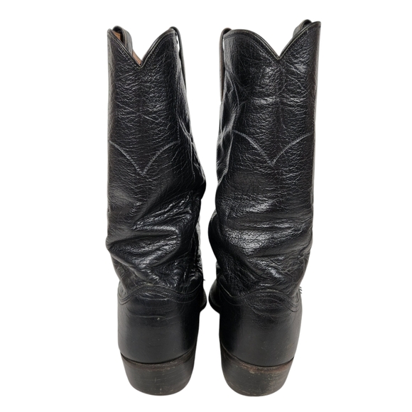 Justin Boot Co Vintage Black Leather Western Cowboy Boots Slouchy Mens Size 10 E - Picture 7 of 13